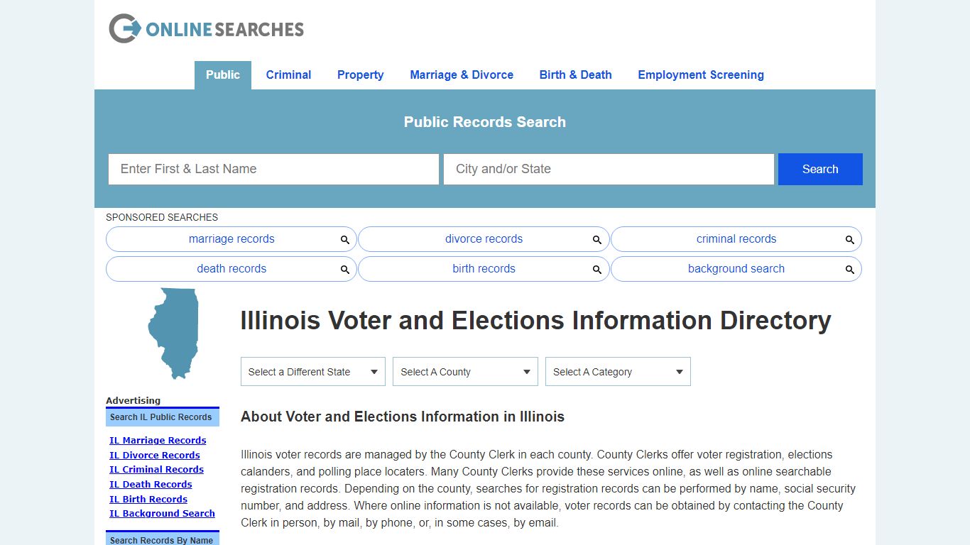 Illinois Voter and Elections Information Directory - OnlineSearches.com