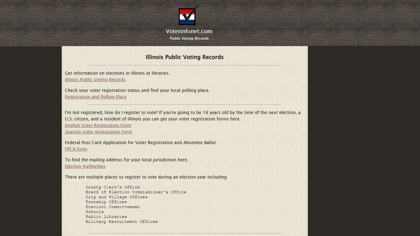Illinois Public Voting Records - Voterinfonet.com