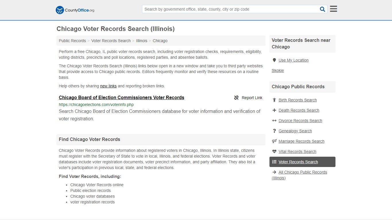 Chicago Voter Records Search (Illinois) - County Office